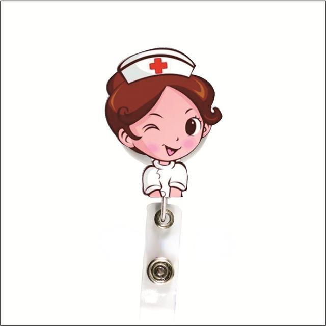 1pc Cute Cartoon nurses doctors Retractable Badge Reel Students Exhibition  Pull Key ID Name Card Badge Holder School Supplies