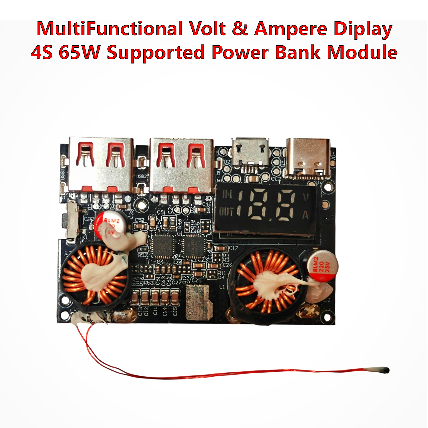65W Fast Charging Power Bank Circuit Board with Dual USB 5V/2.5V/9V/2V Ports, PD 3.0, 5 Output Ports, 3 Input Ports - Compatible with Mobile Devices