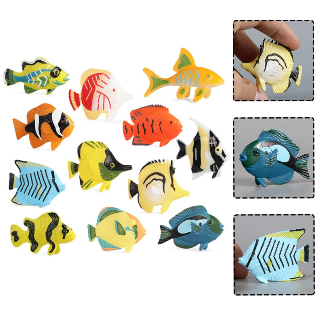 15 Pcs - Ocean Creatures Sea Animal Kingdom Toy Set - Silicone Rubber Fish Action Figure Under Water Character World Wild Animals Jungle Zoo - Big Large Size For Kids Bys Girls Baby Toys Decoration For Fish Tank Aquarium & Kids Room Decor