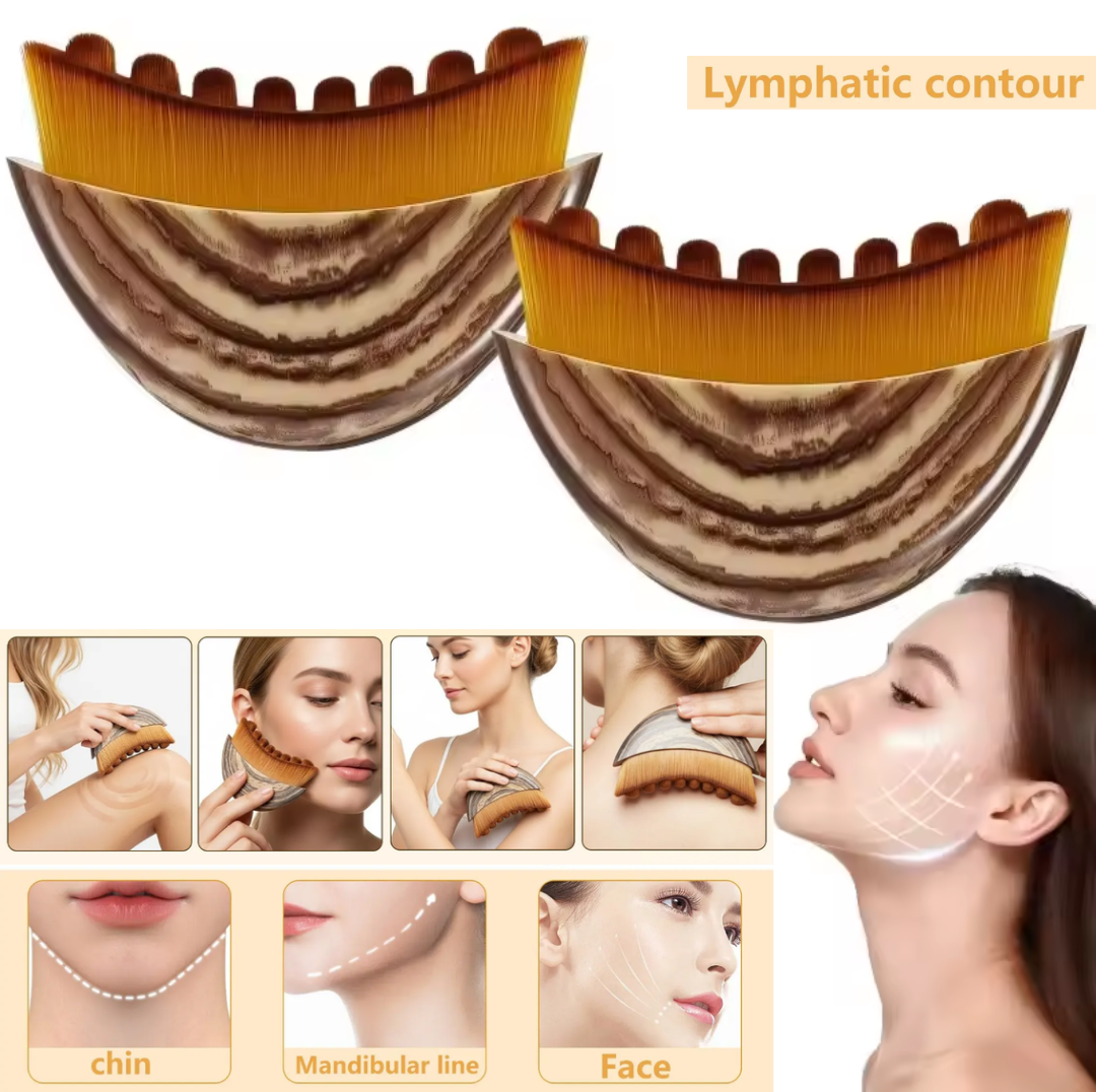 Lymphatic Contour Face Brush_Manual Lymphatic Drainage Massager_Engronomic Design Soft Bristles Natural Makeup Brush_Face Firming Lifting And Contouring Brush For Makeup_Facial Lifting And Contouring Tool