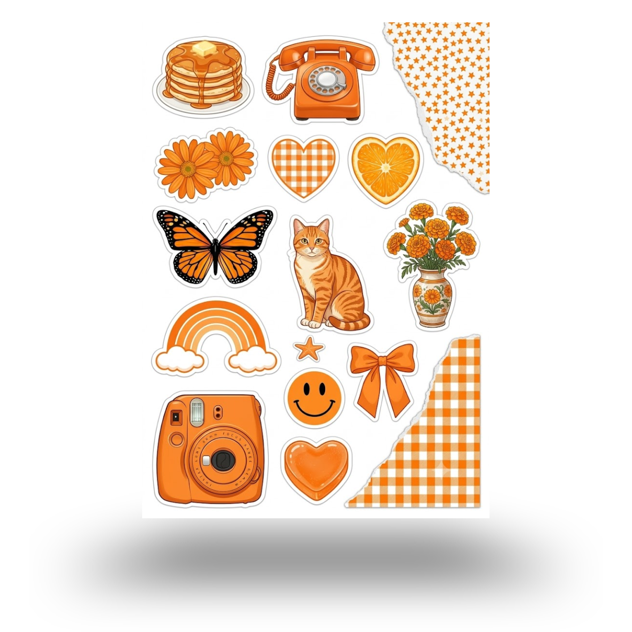 Orange Aesthetic Sticker Sheet | Journal Aesthetic Stickers - Uncut and A6 Sized (10x15cm) Art for Laptops, Journals, and More - Express Yourself Creatively for Girls and Boys