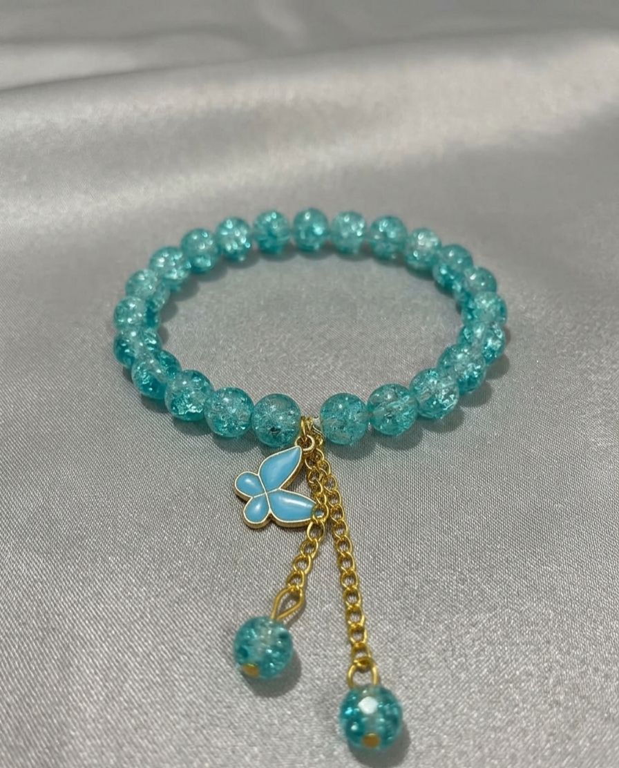 Butterfly Charm Beaded Bracelet for Women & Girls – Crystal Elastic Bracelet Adjustable Wrist Jewelry Gift