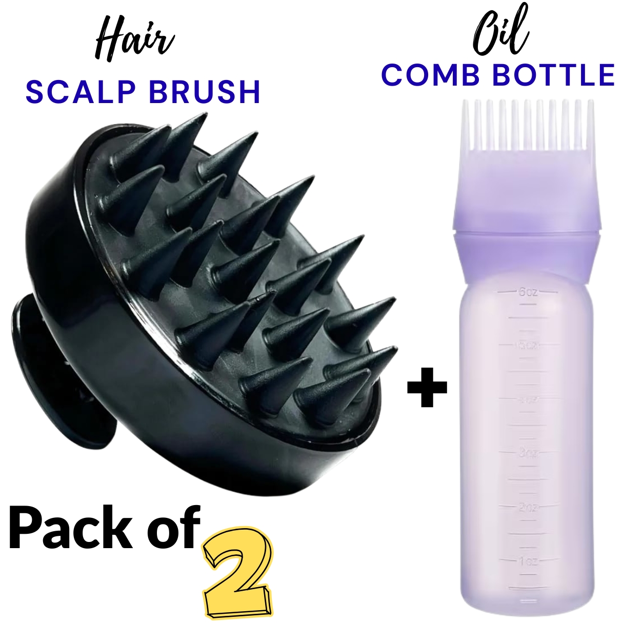 Pack of 2 Hair oil applicator comb bottle with Silicone Scalp Massage Shampoo Brush Scalp Hair Scrubber price in Pakistan