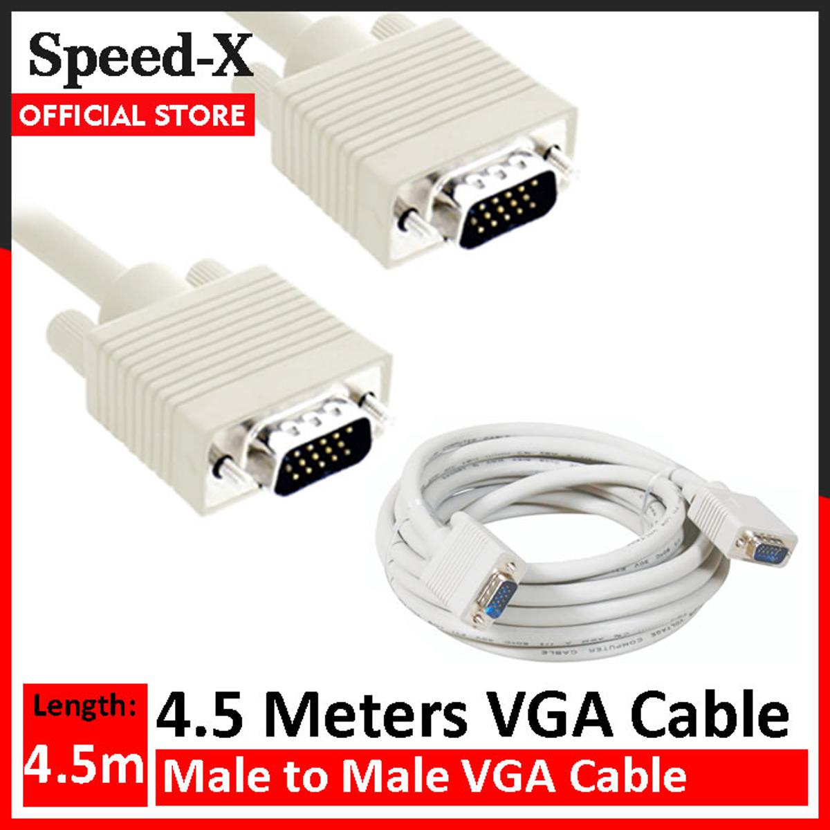 SpeedX VGA Cable 4.5 meters (14.7 Feet) Male to Male VGA for PC