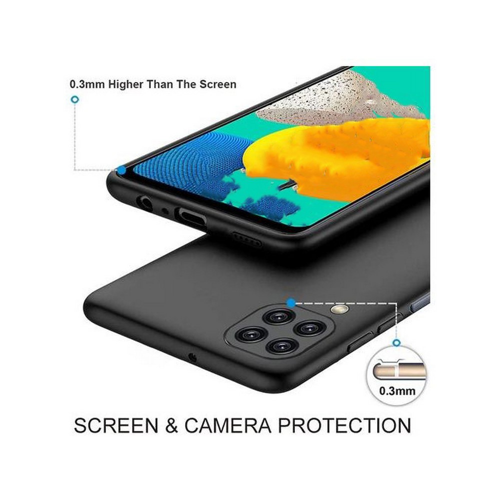 Samsung Galaxy A22 4G Matte Black Soft Silicone TPU Back Cover with Camera Protection
