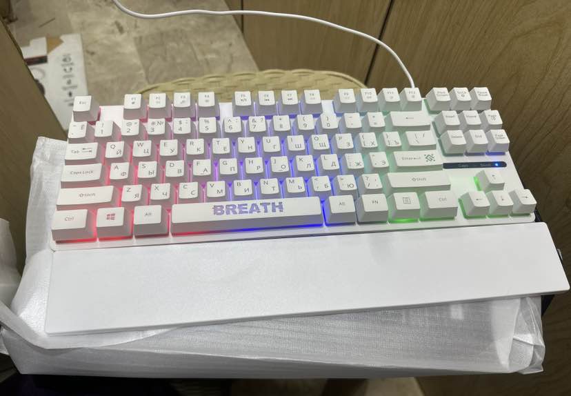 Defender BREATH semi mechanical RGB  keyboard USB wired keyboard for pc & laptop with wirst pad 87 Keys full Rgb