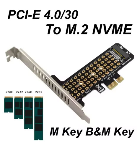 M.2 NVME B&M Key To PCIe 4.0/3.0 X1 x1 X4 x8 x16 interface Adapter Card PC Motherboard For 2230 2242 2260 2280 SSD hard disk