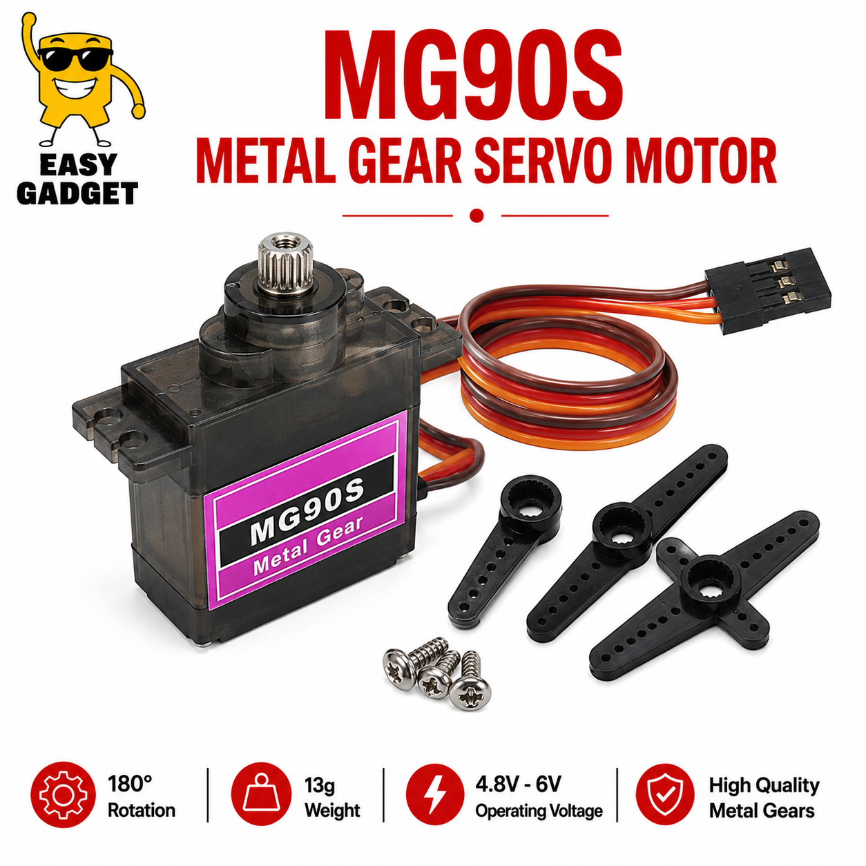 SG90 9G Micro Servo Motor / MG90S Metal Gear Servo Motor 180° | Select Variant | Arduino RC Robot DIY Servo | Easy Gadget