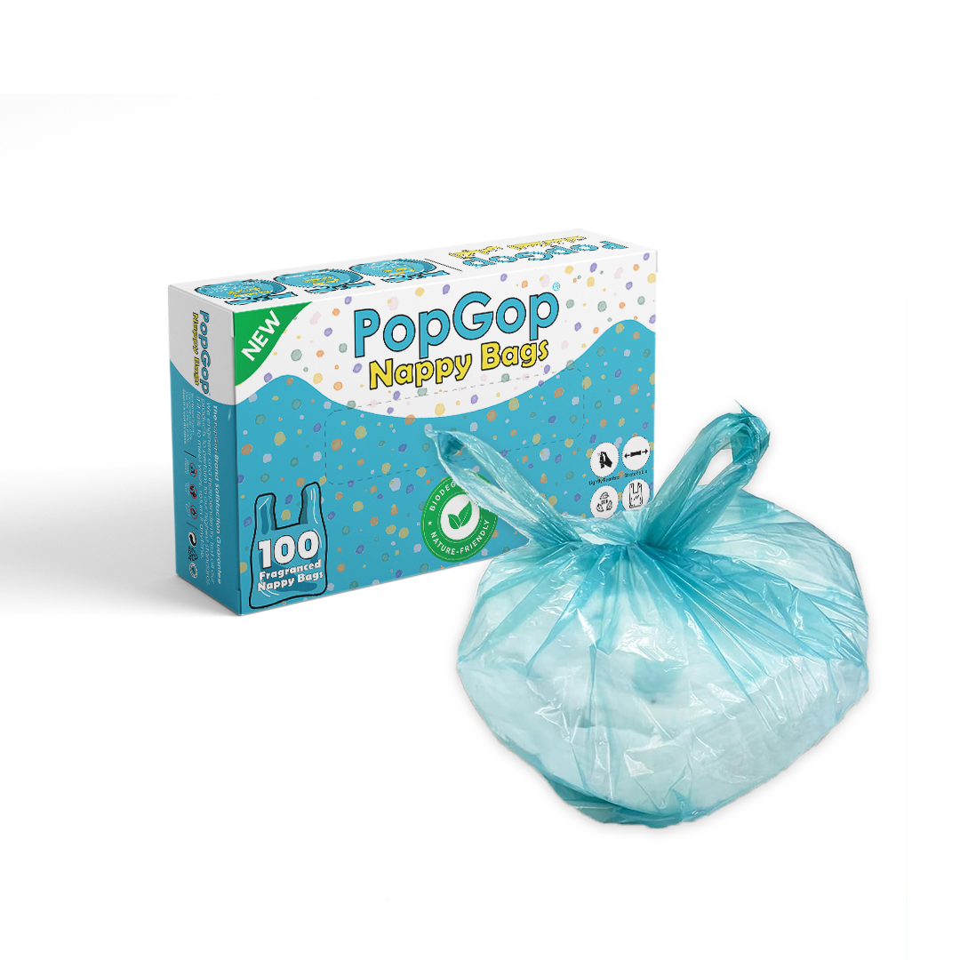 PopGop Biodegradable Nappy/Diaper Disposal Bags – 100 Pcs, Scented, Baby Diaper Bin Bags