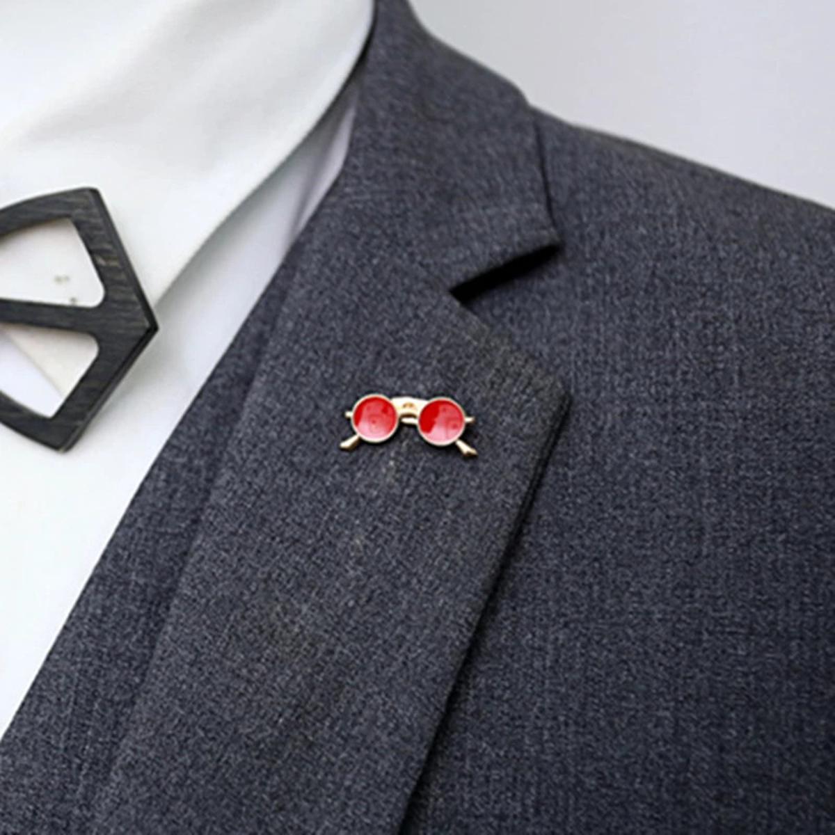 Cute Glasses Brooch  Stars Brooch for Men Women Suit Lapel Pin Mini Cute Alloy Badge Coat Jacket