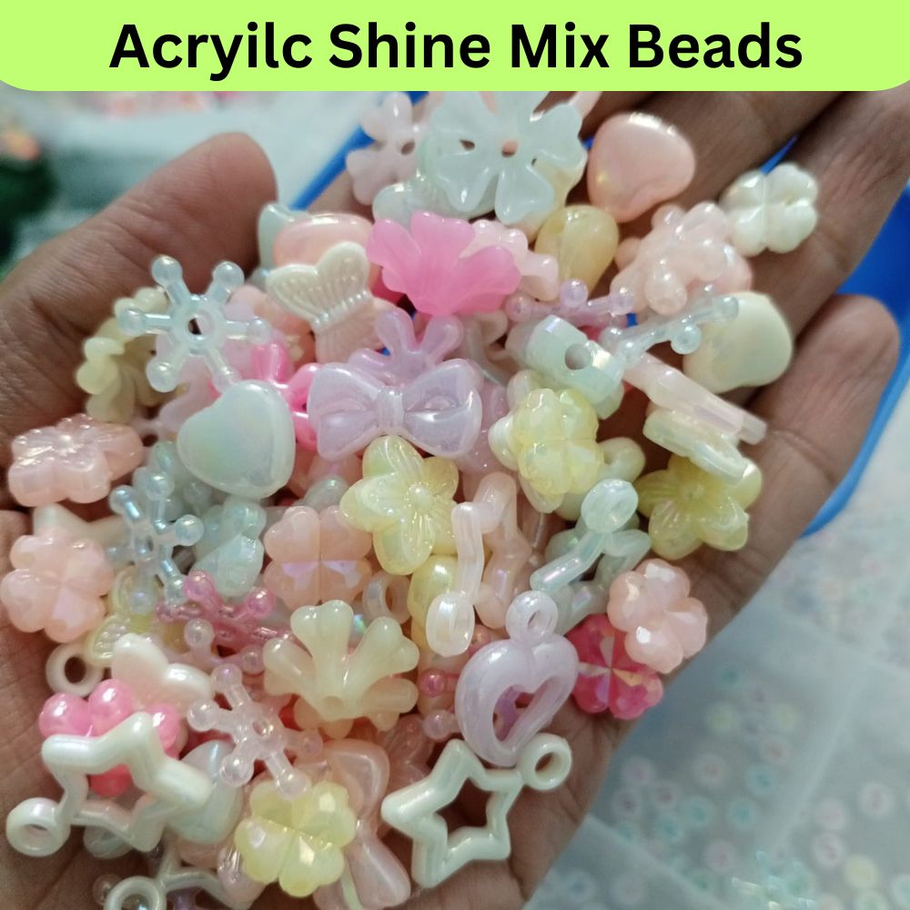 25/50/100/200/500 Mix Shape Pearl Shine Flower Beads For Bracelet Making Jewlery Making DIY Kids Jewlery Making Charms Beads Pearl Star Style Beads For Jewelery Making ewellery Making Beads Chamrs By SAMS COLLECTION online in pakistan wholesale Price