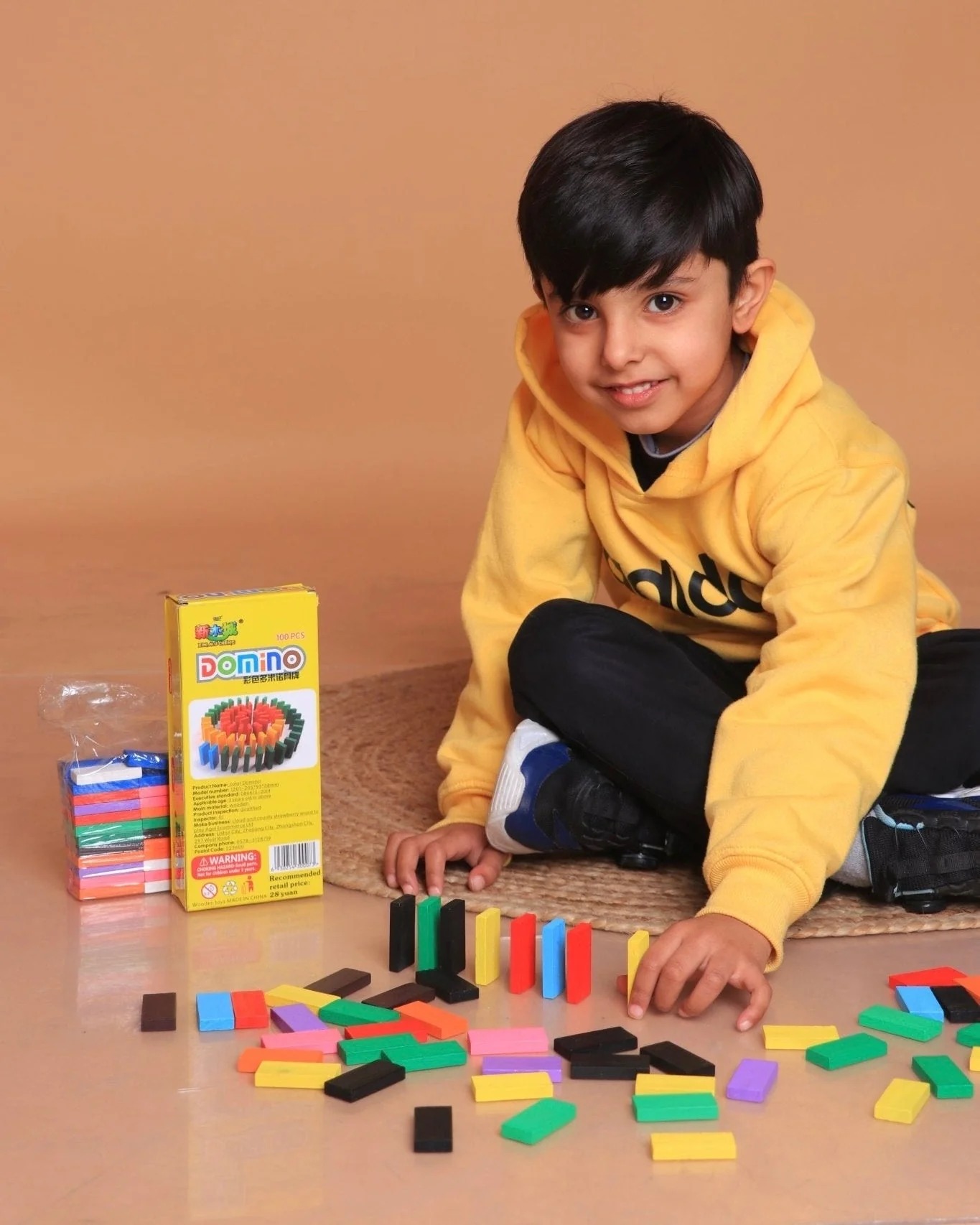 100 Pcs Wooden Colorful Domino Blocks