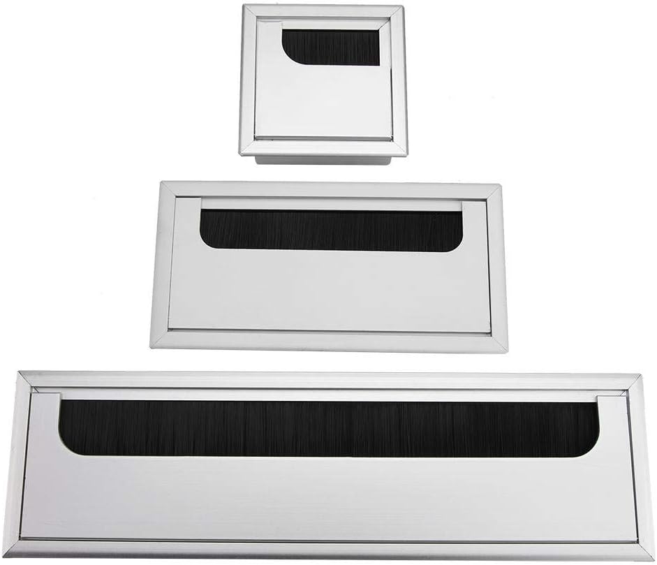 Aluminium Cable Hole Cover Desk Computer Wire Cable Tidy Outlet Square Cable Outlet for Management of Office & Computer Desk Wires, Available in 3 Sizes(Small, Medium, Large)