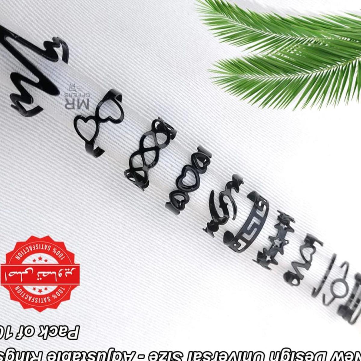 10 pcs/set Golden/black Ring set women Wedding Anniversary rings for girls