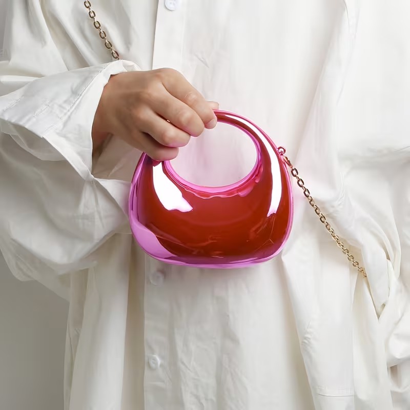 New Acrylic Moon Shaped Mini Clutch for Women | Luxury Evening Handbag | Eid Festival, Party, Wedding & Formal Fashion Purse