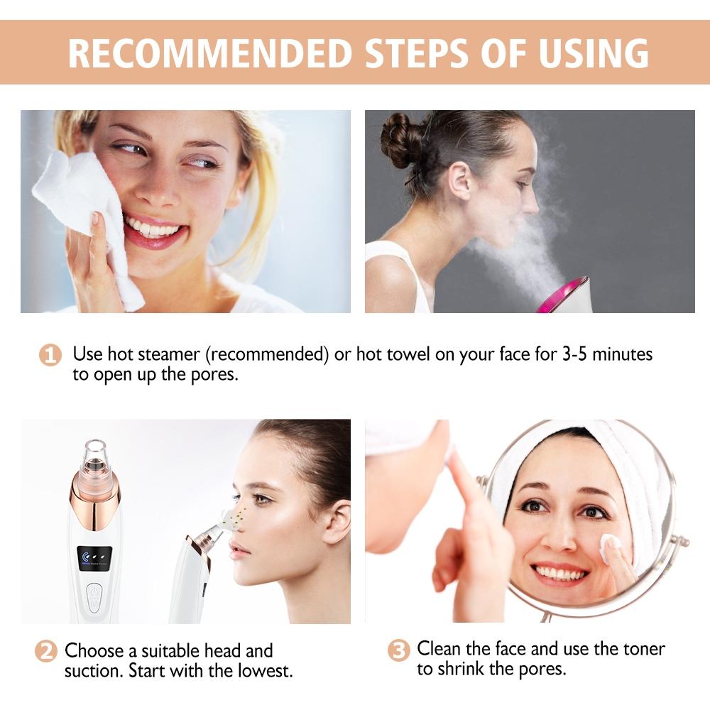5 in 1 Electric Blackhead Acne Oil Remover Vacuum Suction Face Pore Cleaner Machine