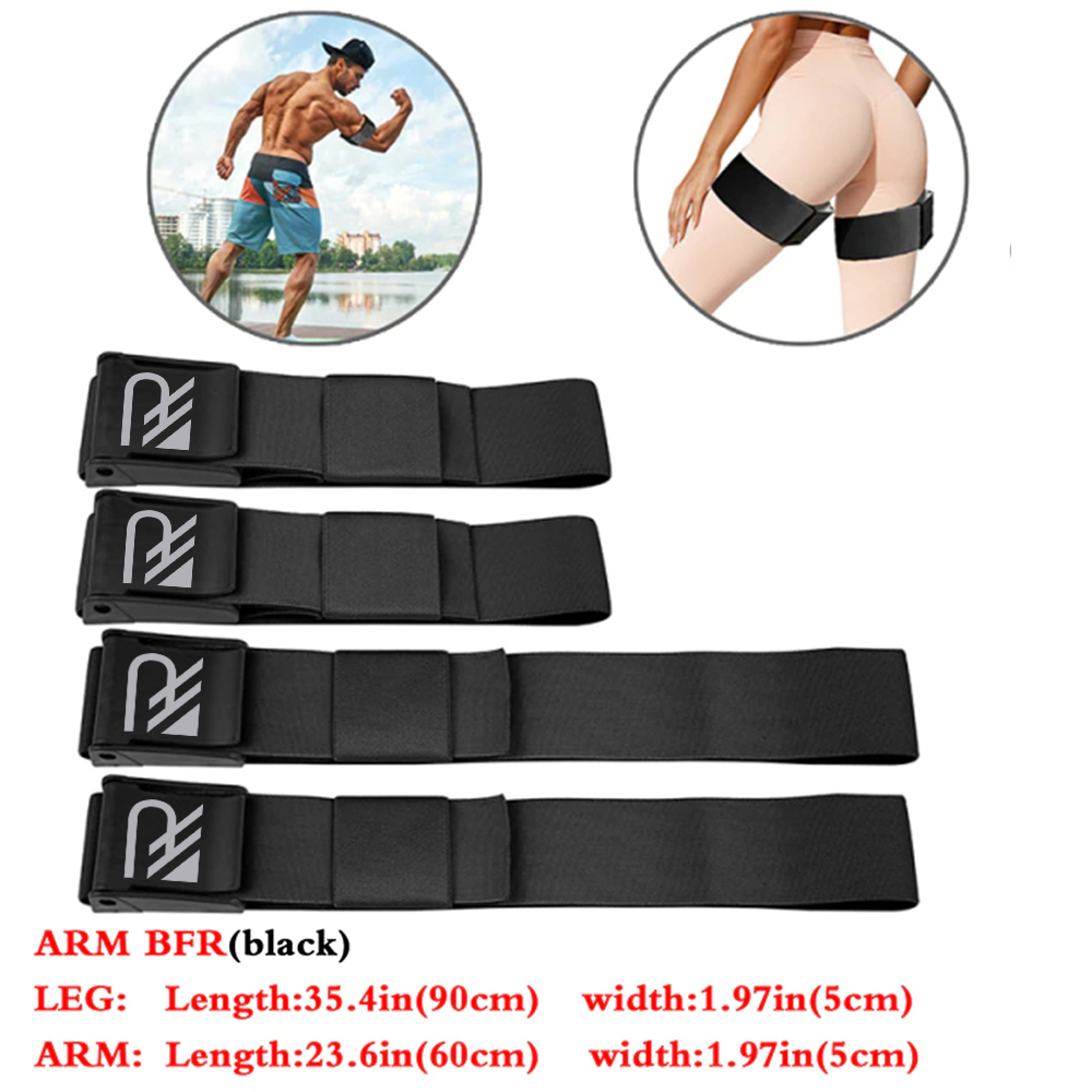 HR Blood Flow Restriction (BRF) Band, Muscle Band, Black Color For Arms and Legs Gluteus BFR Training Workout Occlusion Bands For Men And Women