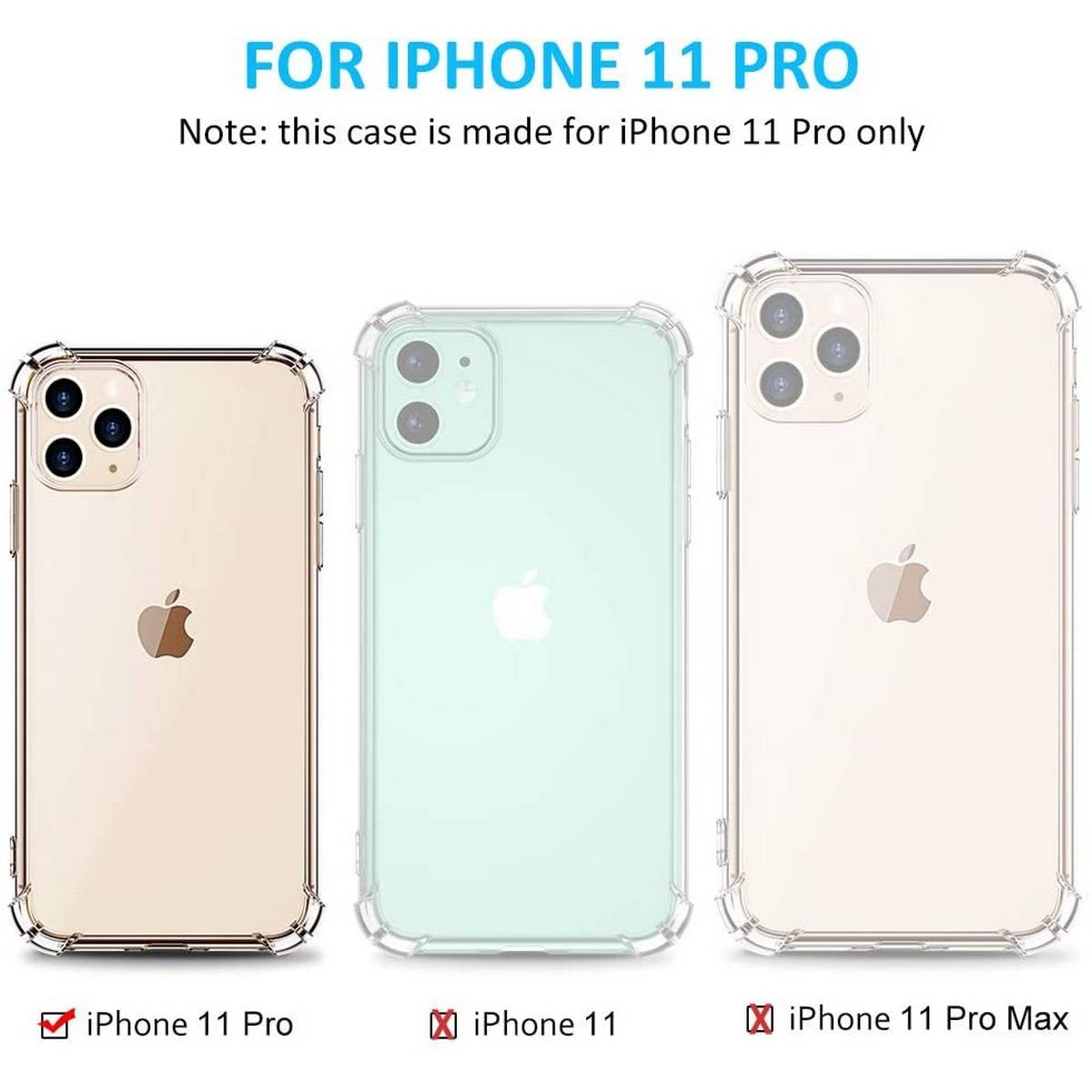 For IPhone 11 Pro Case Cover Shockproof 5.8 Inch TPU Crystal Super Clear Transparent Hard Pc Back Plus Tpu Frame Cases For Iphone 11 Pro 2019 B08546gdl9