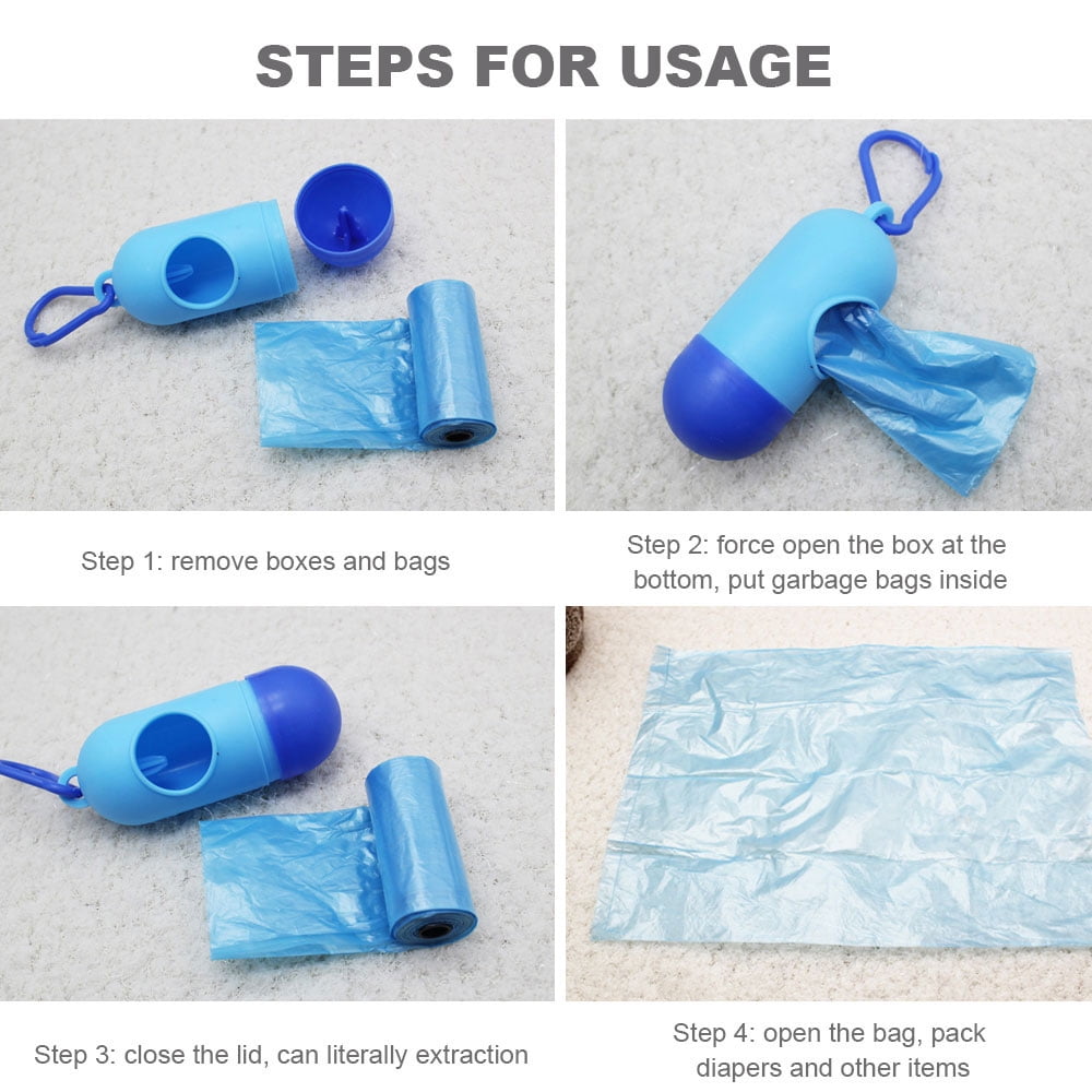 1pcs Dispenser + 2pcs Rolls Disopsable Baby Diapers Bag Box Kit Portable Baby Diapers Bags Rubbish Bags Garbage Bag Removable Box Nappy Bag with Rope/hooks