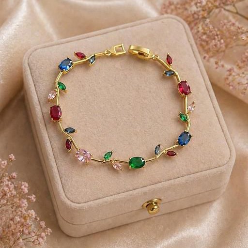 Shiny Cubic for Women Zirconia Crystal Flower Bracelet Tulip Copper Chain Bracelets Party Wedding Charm