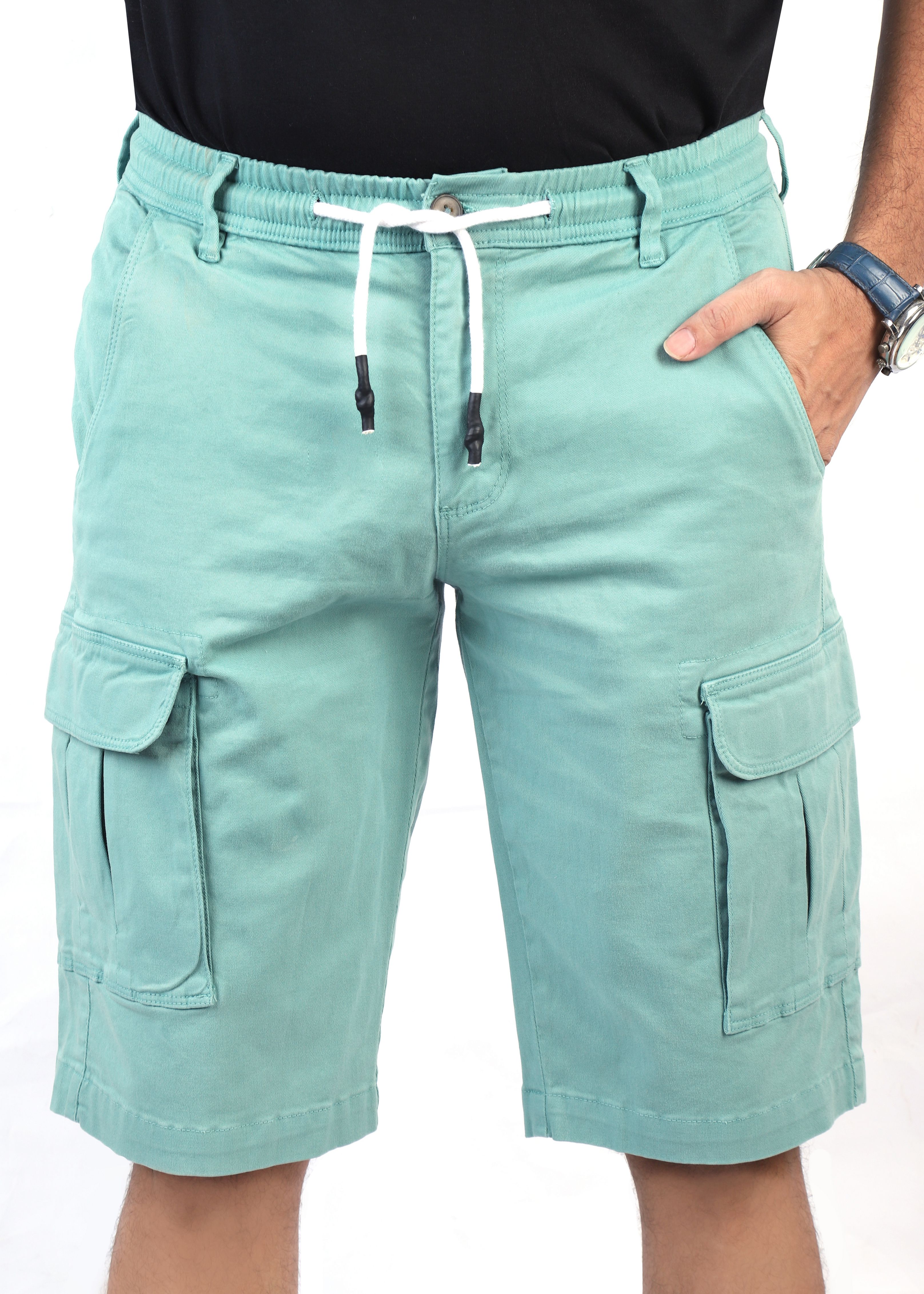 HashBack Elasticated Cargo Shorts For Men - Fashionable And Stylish Men's Summer Wear, Ideal For Wash-And-Wear