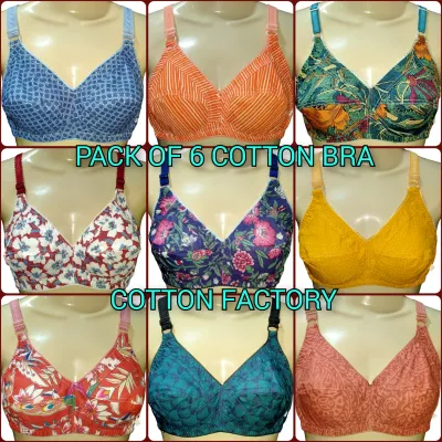 Pack Of 6 VIP Cotton Bra For Girls (Assorted Colors) Multi Colour