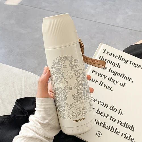 Mermaid Creative Stainless Steel Water Bottle 380Ml Vacuum Flask For Hot Or Cold Water Bpa-Free Made With Double-Wall Safe And Non-Toxic Materials