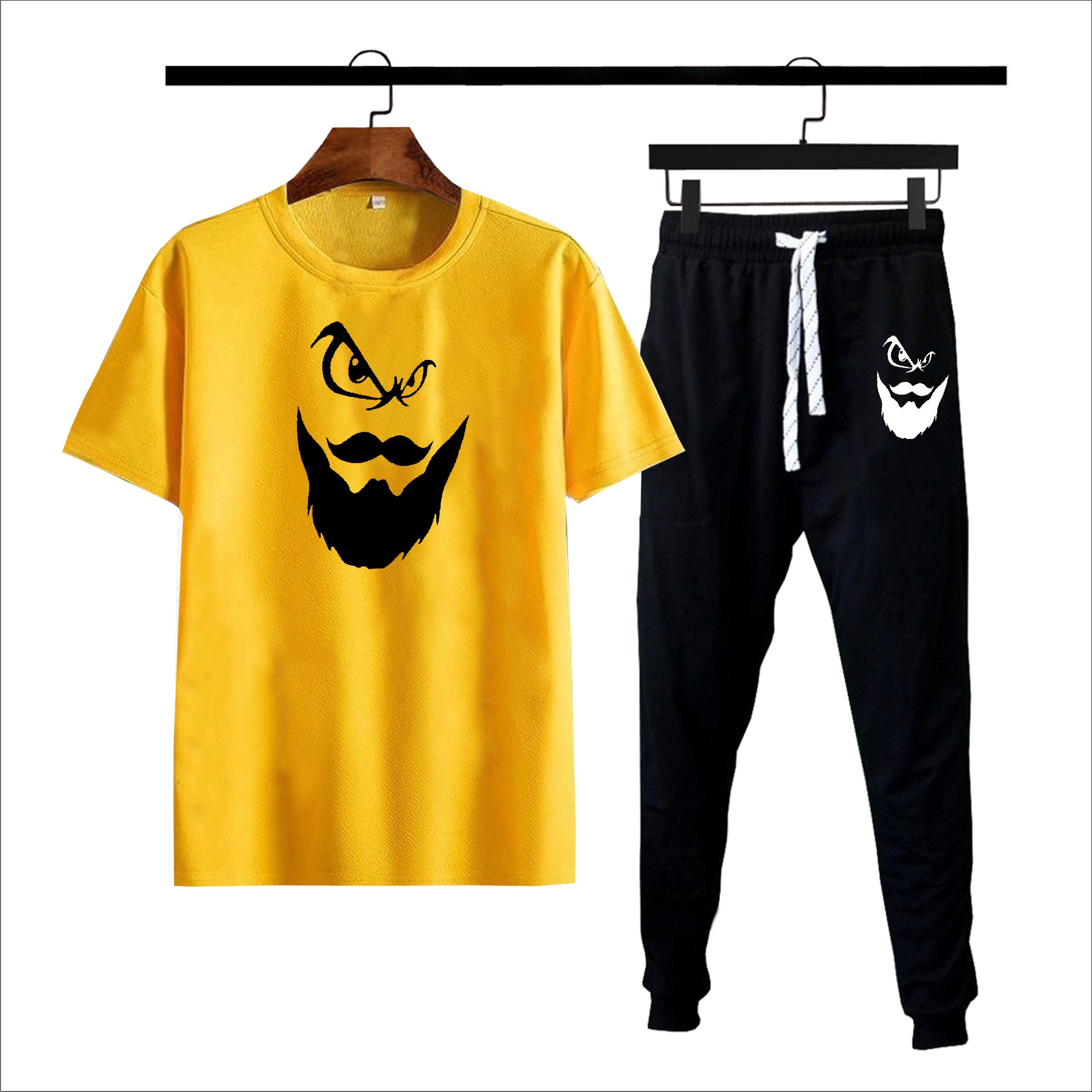 Beard printed Summer Tracksuit For Men & Boys - Soft and Comfortable Fabric T Shirt & Trouser Printed Tracksuit premium quality