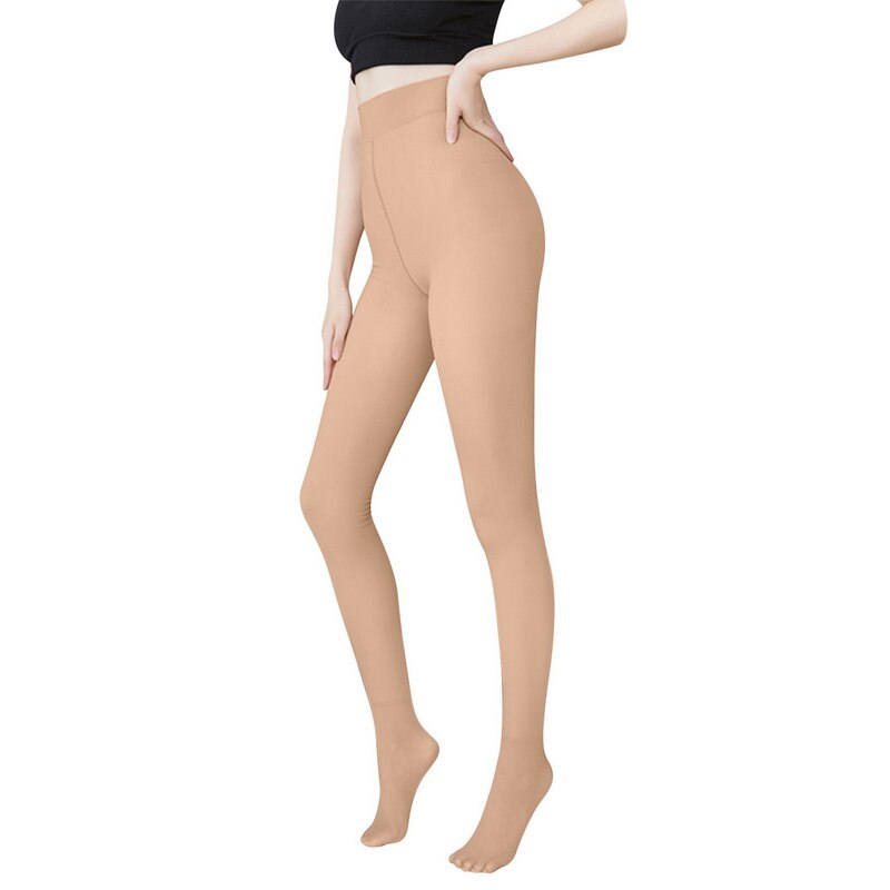 Fleece Tights Stockings for Women Translucent Fleece Tights , Skin Color,  With feet