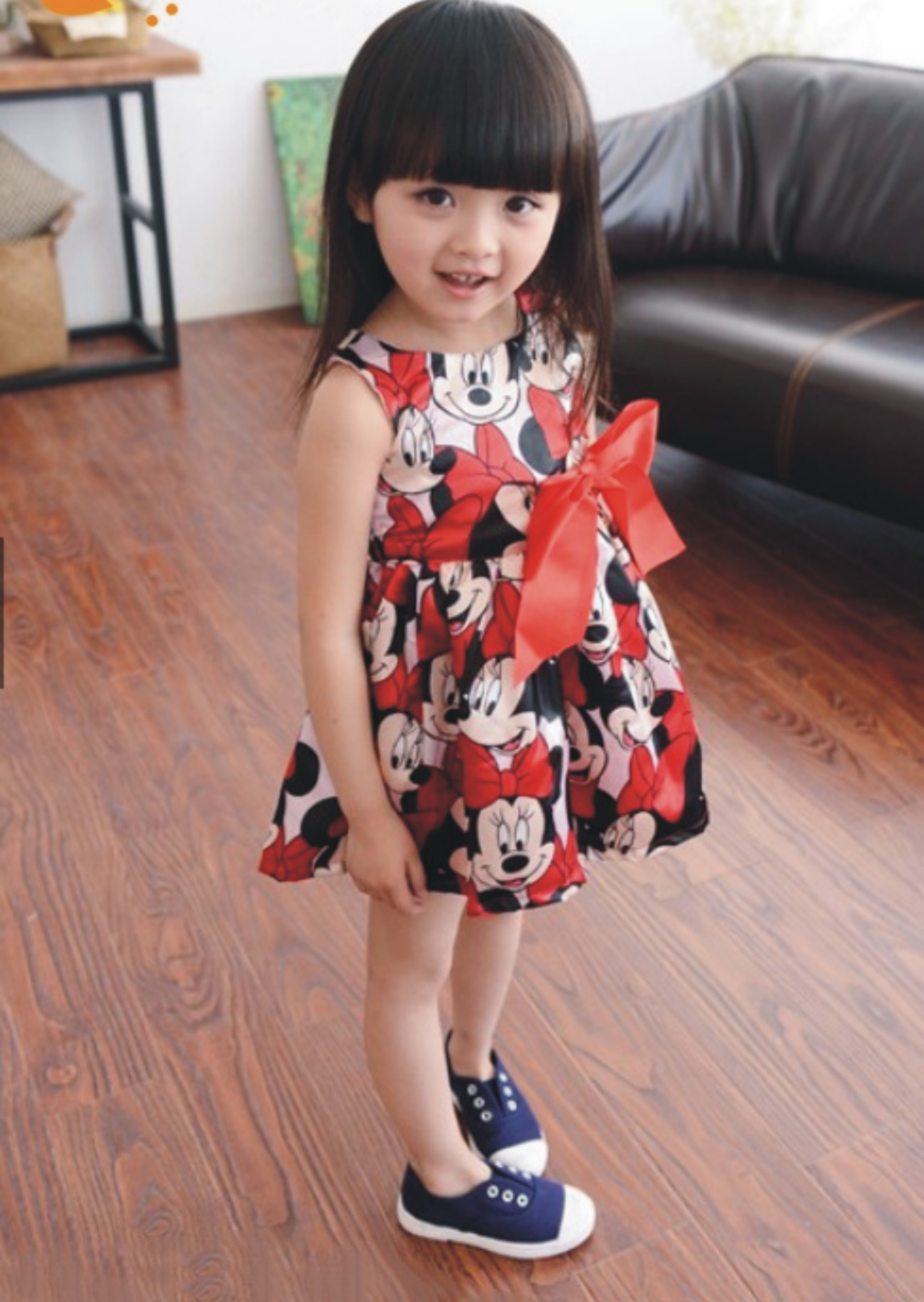 Baby girl dress mini mouse Printed Sleeveless Dress Little Girls Summer Bowtie Dresses - Adorable Summer Fashion for Girls