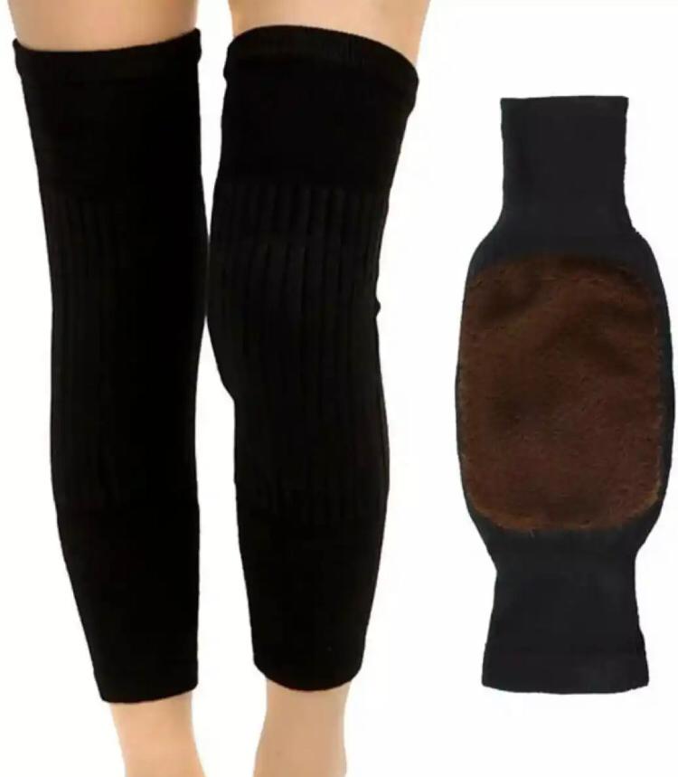 1 Pair Woolen Blend Thermal Knee Warmers Breathable Elastic Knees Sleeves for Winter