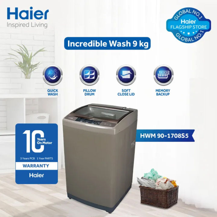 Haier HWM90-1708S5 9kg Quick Wash Fully Automatic Top Load Washing Machine