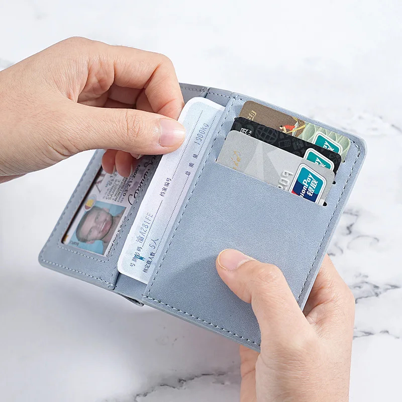Slim Short Wallet for Men | Minimalist Leather Card Holder with ID Window & Cash Slot