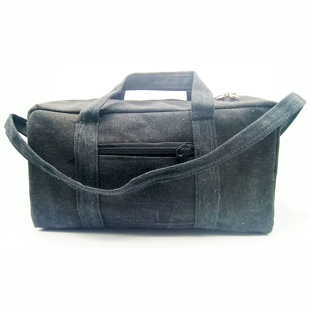 Black tool bag with zipper, suitable for electricians and carpenters, available in 18-inch and 16-inch size