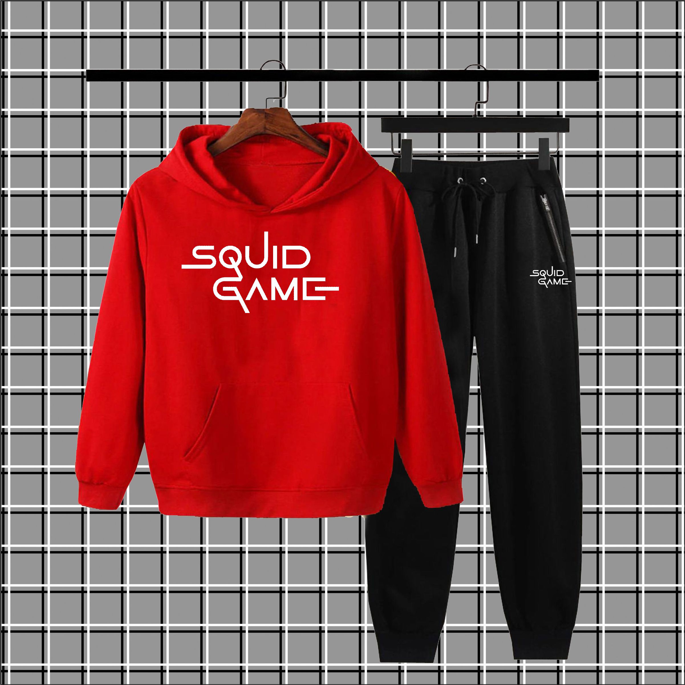 Squid game Printed winter Hood Tracksuit For Men and Boys