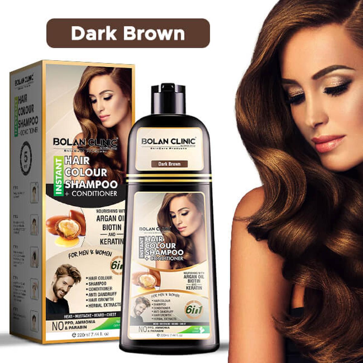 Instant Hair Color Shampoo Conditioner (Dark Brown) A Blend Of Herbal