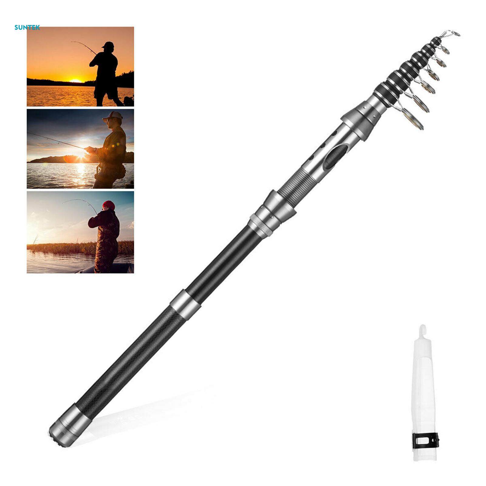Telescopic Carbon Fiber Fishing Rod Retractable Fishing Pole Travel Fishing  Rod Kit