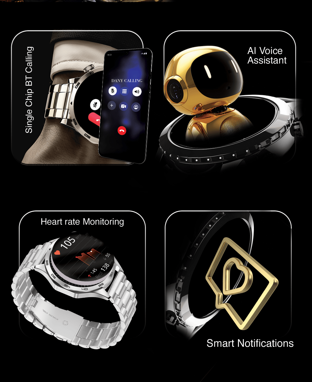 Dany Boss Pro Smartwatch with Amoled HD Display | smart watch for Android and IOS | Bluetooth Calling Smart Watch With One Year Brand Warranty