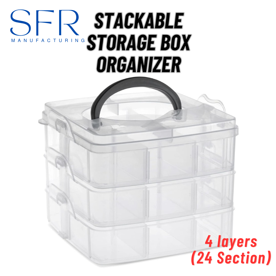 Stackable Storage Box Organizer 3, 4, 5 Layers (18, 24, 30 Sections ...