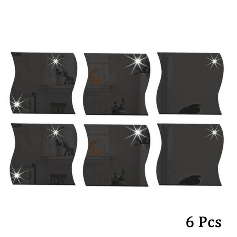 6PCS Mirror Wall Sticker Self Adhesive Acrylic Mirror Wall Sticker DIY
