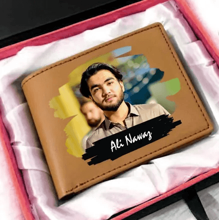 Customize Name and Picture Print Men's Wallet - Personalized Photo Engraved Bi-Fold Slim Wallet for Men