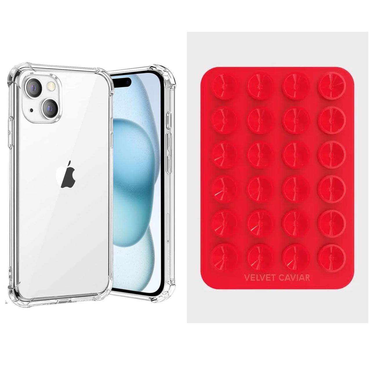 Jelly Case And Silicone Suction Pad For iP 16ProMax, 16Pro, 16, 15ProMax, 15Pro, 15, 14ProMax, 14Pro, 14, 13ProMax, 13Pro, 13, 12ProMax, 12Pro, 12, 11ProMax, 11Pro, 11, Xmax, X/XS Shock proof Jelly Case For iP And Phone Holder Premium Quailty