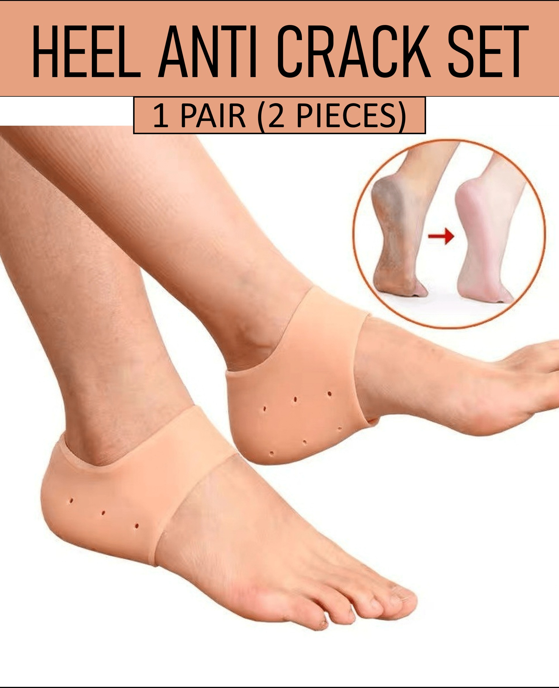Silicone Gel Heel Pad Socks For Pain Relief And Anti Crack Heel 1 Pair Heel Cups Heel Guards Heel Protectors Heel Sleeves For Relieve Heel Pads Cushion Heel Pain, Heal Dry Cracked Heels, Achilles Tendinitis, For Men & Women