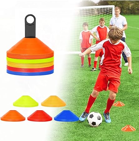 12 Pcs Football Training Cones - Football/Sports/Hockey/Road Marker, Safety and Goal Keeper shin Space Marking in the Ground