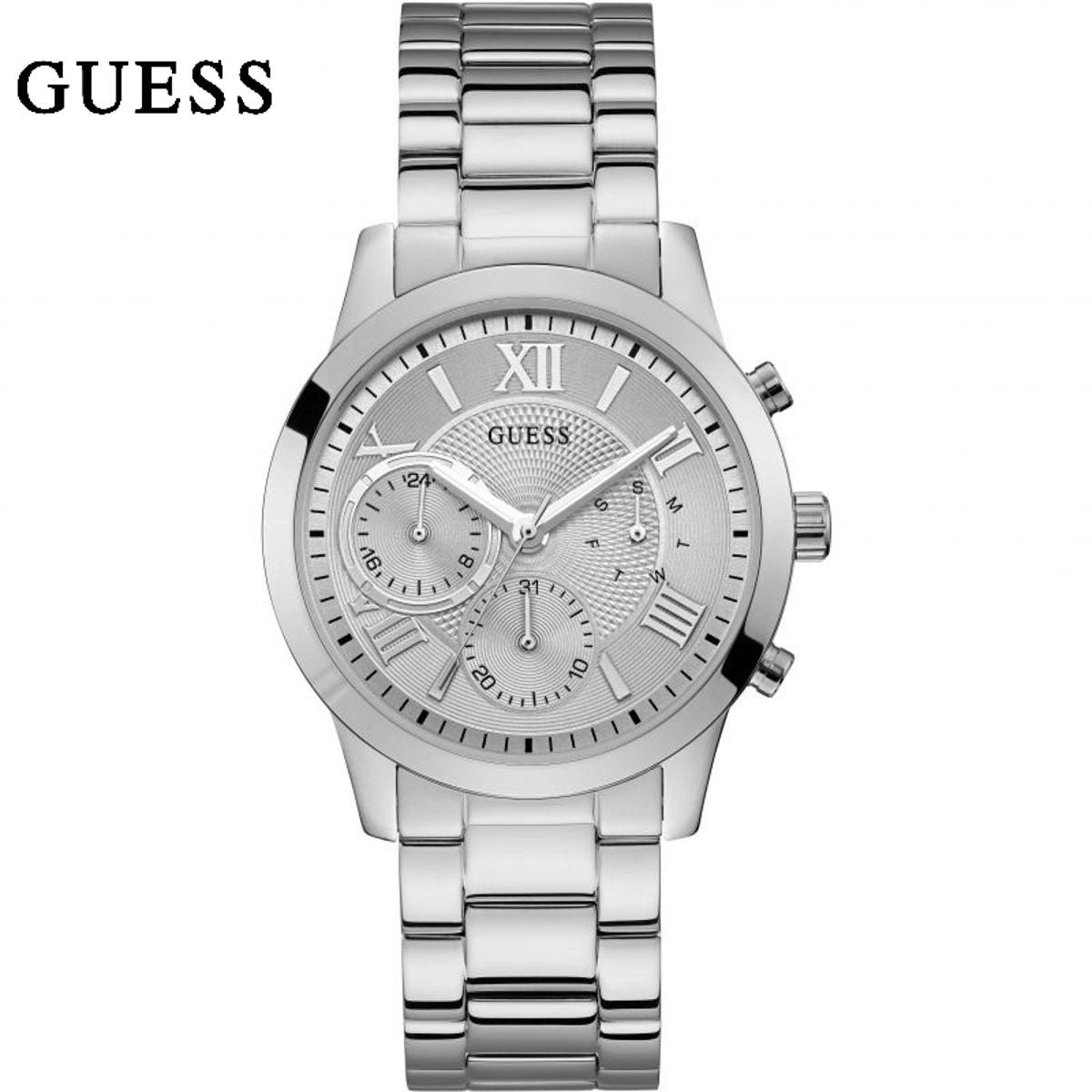 Guess Silver Dial Silver Stainless Steel Watch For Women W1070L1