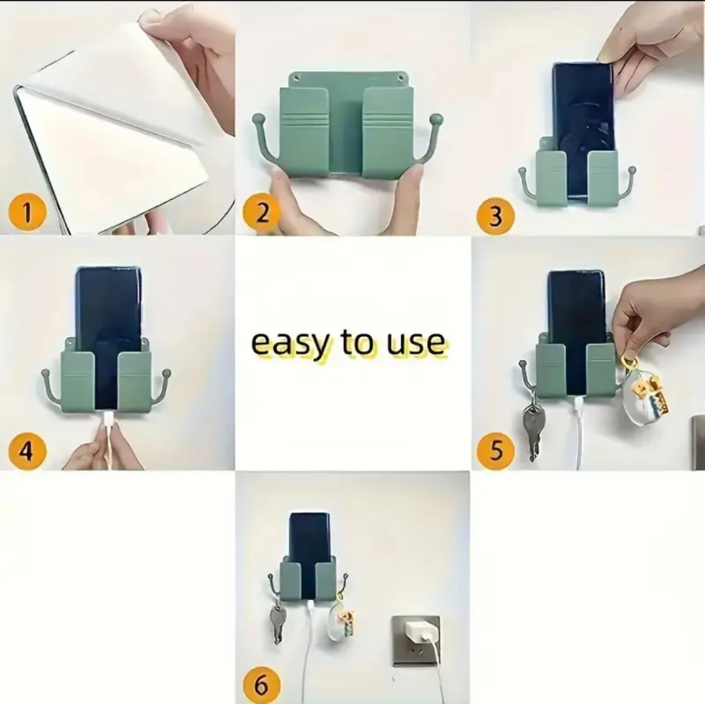 Wall Mobile Phone Holder | Strong Adhesive | Space Saving | Universal Mount | Perfect for Charging & Storage