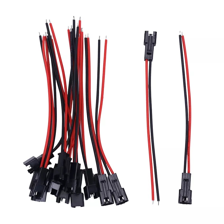 2 Pin Battery Connector Plug with Wire – 10 Pcs (5 Pairs) Male & Female JST Power Connector for DIY, RC Cars, LED, and Electronics Projects