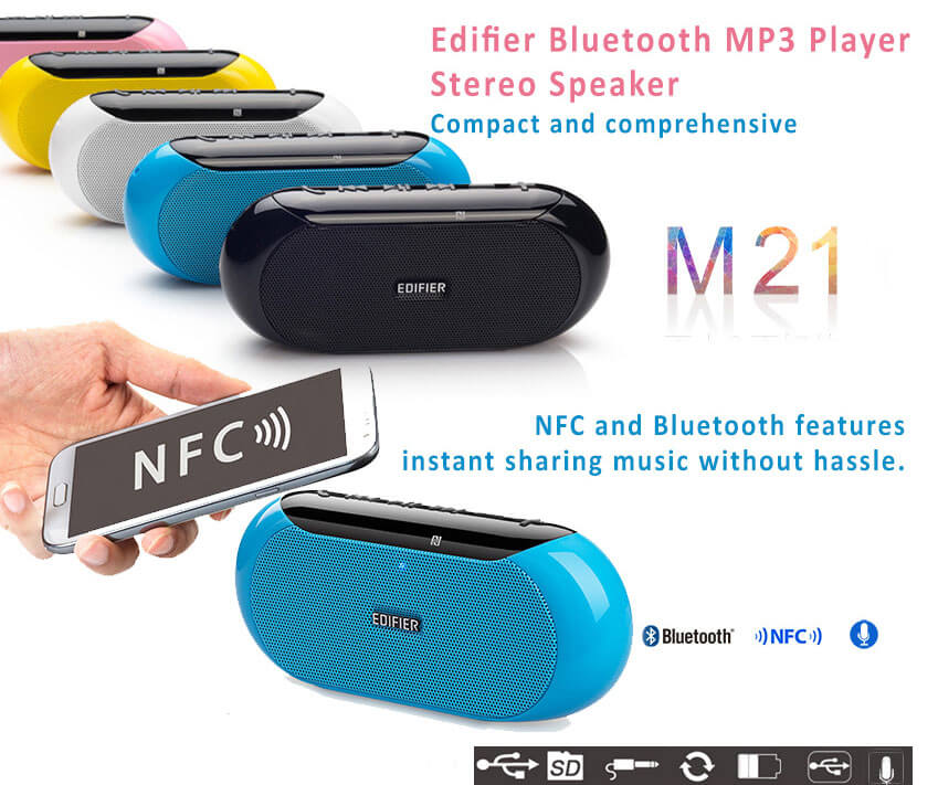 Edifier M21 portable wireless Bluetooth speaker dual woofers clear sound quality long battery