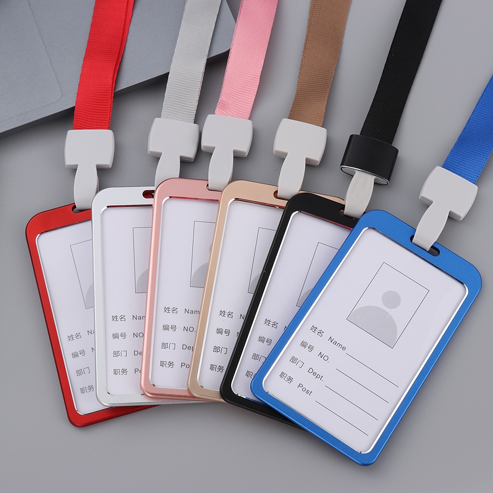 Aluminum Alloy Metal Vertical ID Badge Holder Card Bus Cards Case