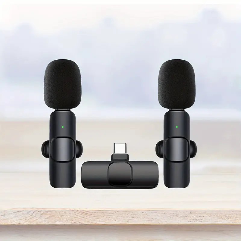 Wireless MIC Type C/Lightning/Android Mic K9 Wireless Double Microphone For Interview, Vlogging , Podcast